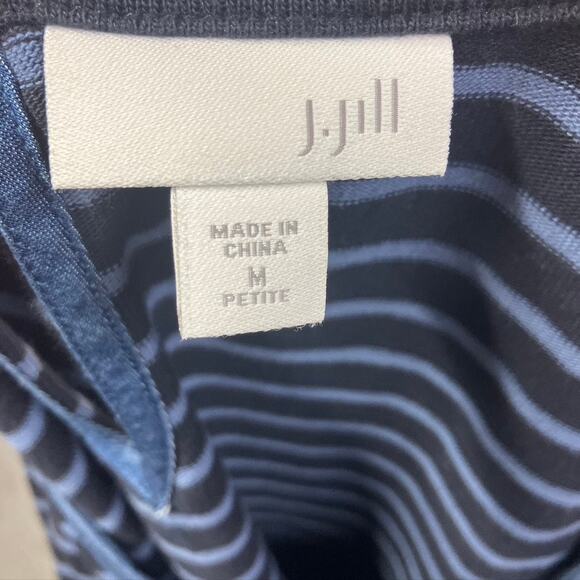 J. Jill Striped Shift Dress Blue Cotton Denim 3/4 Sleeve Women MP Spring Classic - Picture 11 of 16